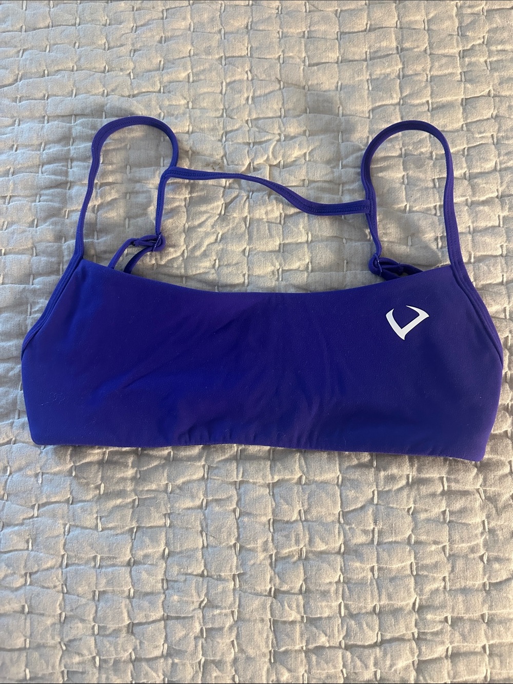 Purple Strappy Women's Sports Bralette with Minimal White Logo